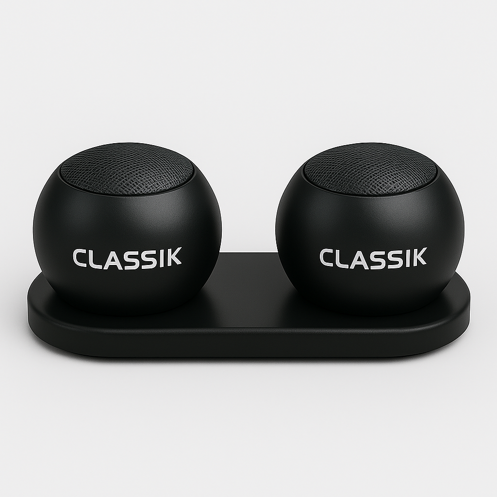 MINI ENCEINTE BLUETOOTH DUO AVEC STATION DE CHARGE MAGNÉTIQUE